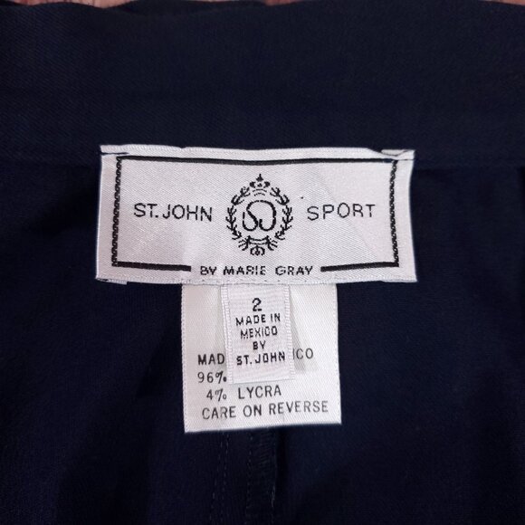*READ* Vintage St John Sport Pants Womens Size 2 Wide Leg Cropped Navy Blue - Picture 10 of 13